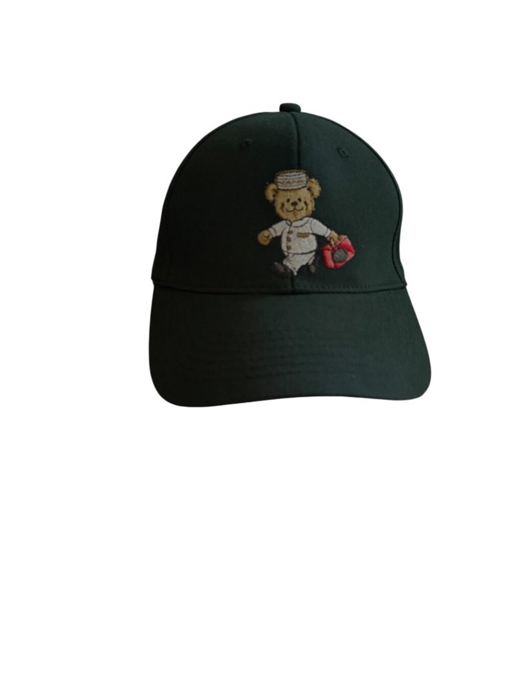The Peninsula Chicago Green Baseball Cap Embroidered Teddy Bear Adjustable Strap